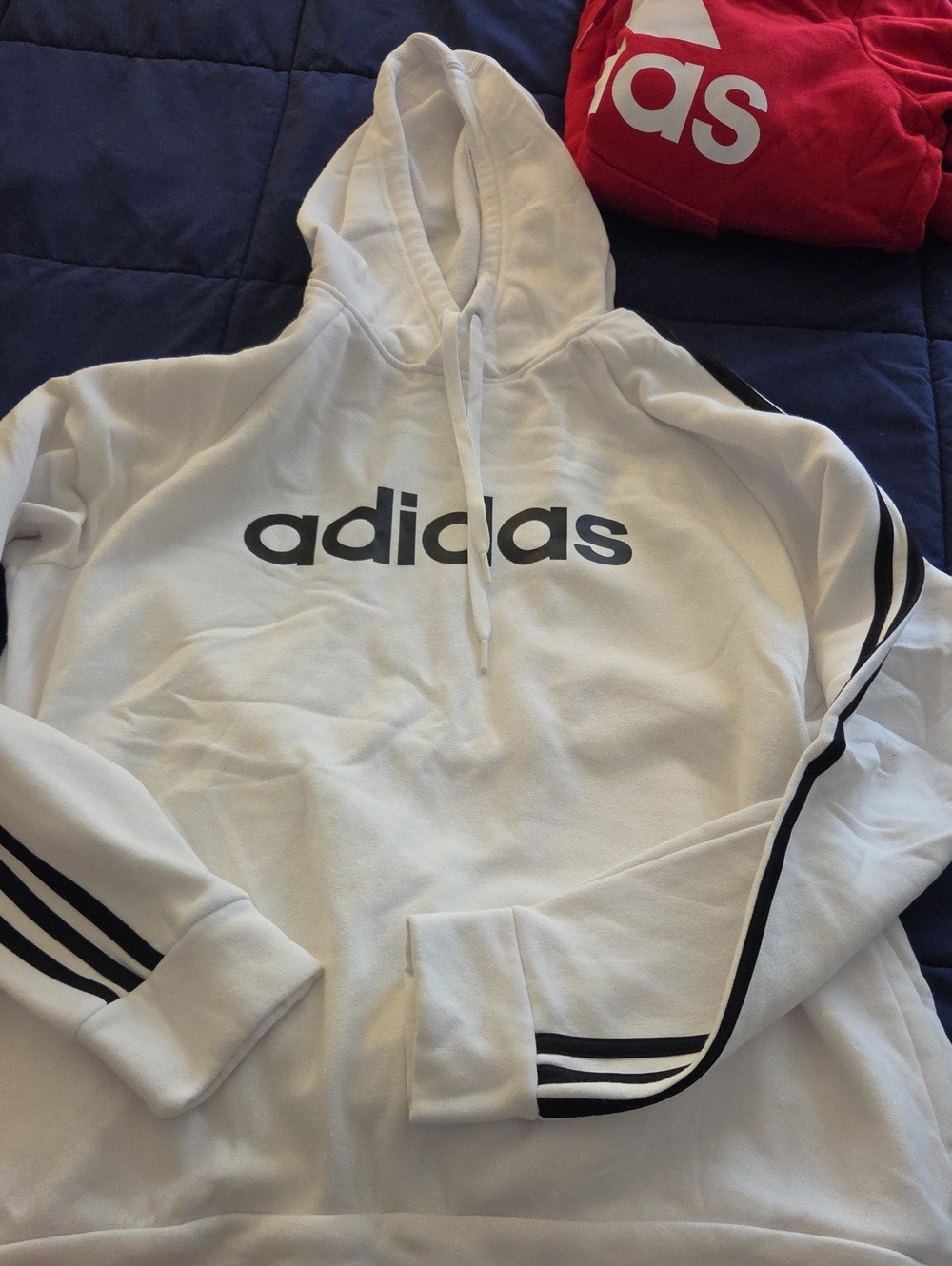 Adidas Mens White And Black Hoodie